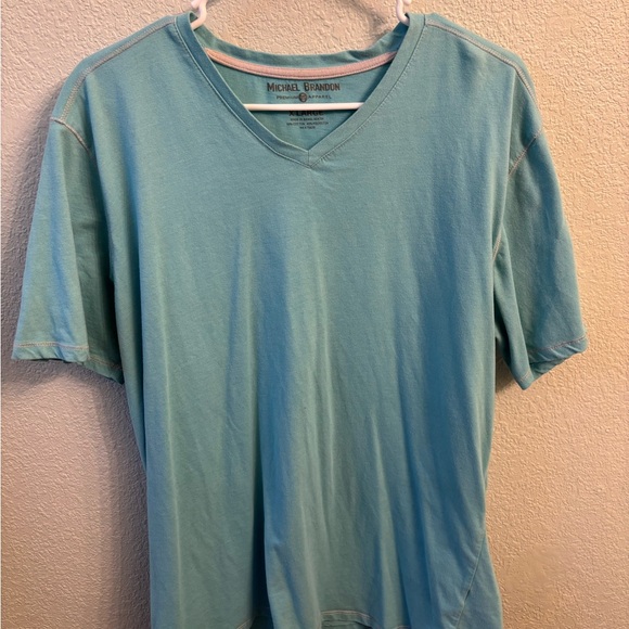 Michael Brandon Sky Blue V-Neck Men's Tee - Picture 1 of 3